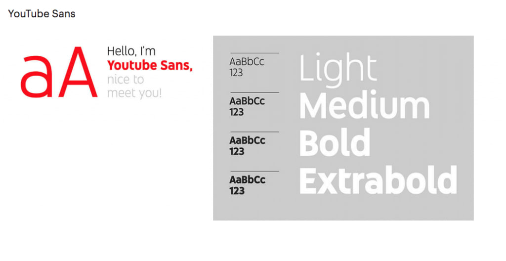 YouTube Sans type face