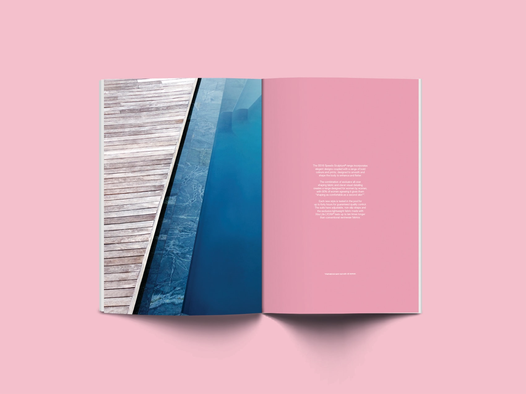 Magazine spread of a swimming pool