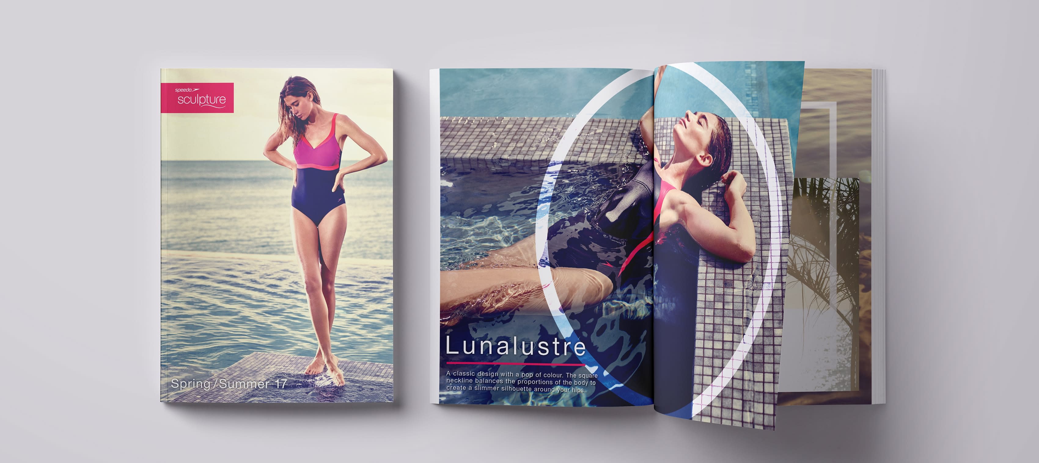 Swimsuit collection in magazine