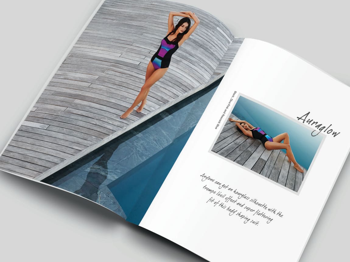 Swimsuit collection in magazine
