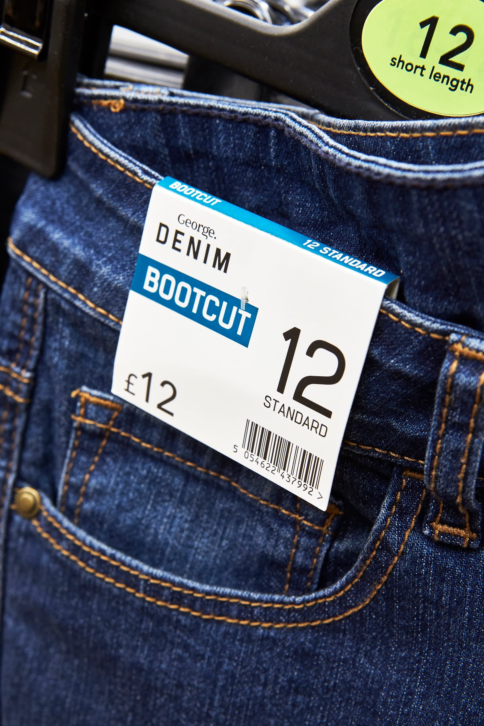 Clothing label for denim bootcut jeans