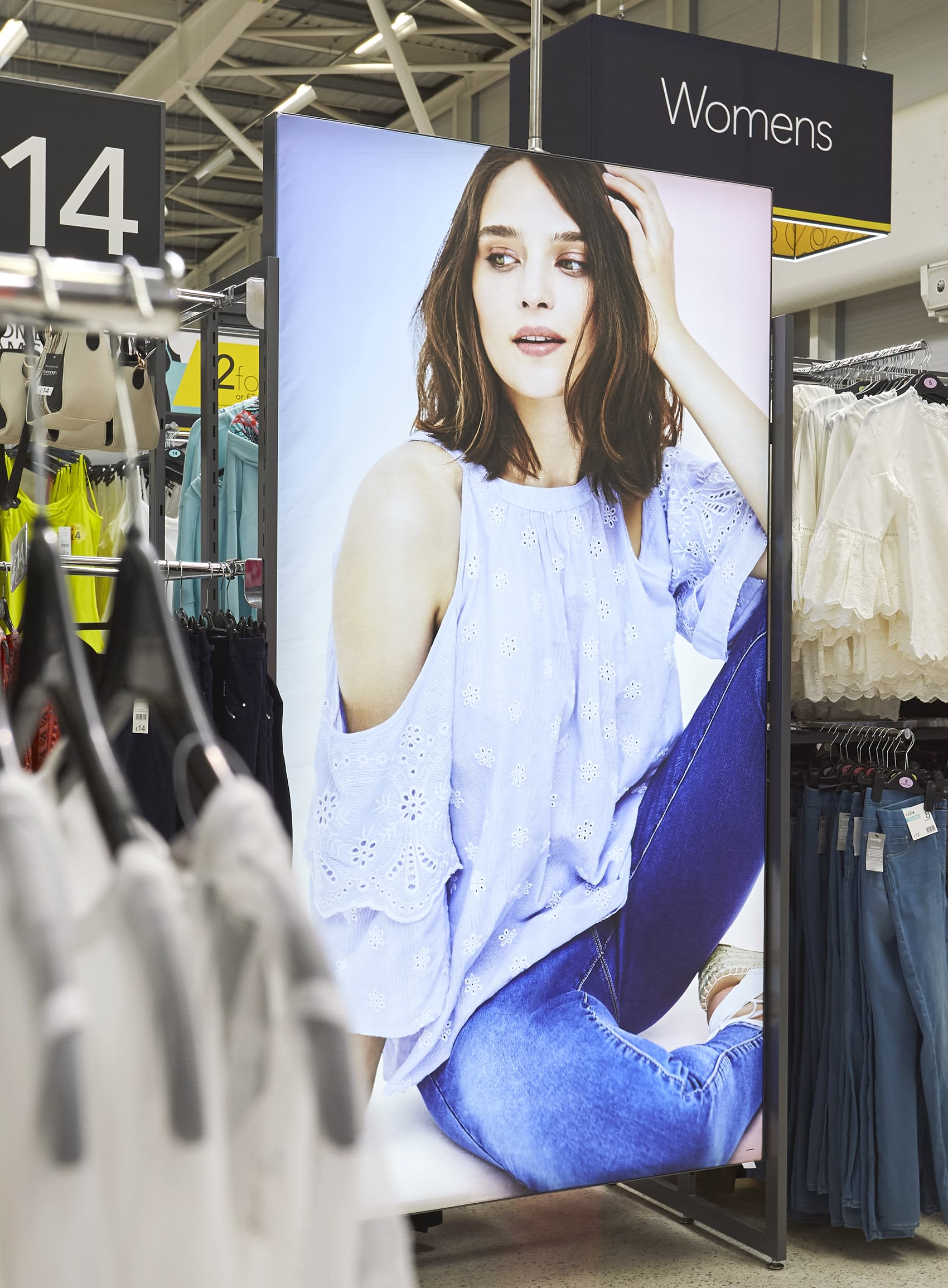 George in-store on model clothing photography
