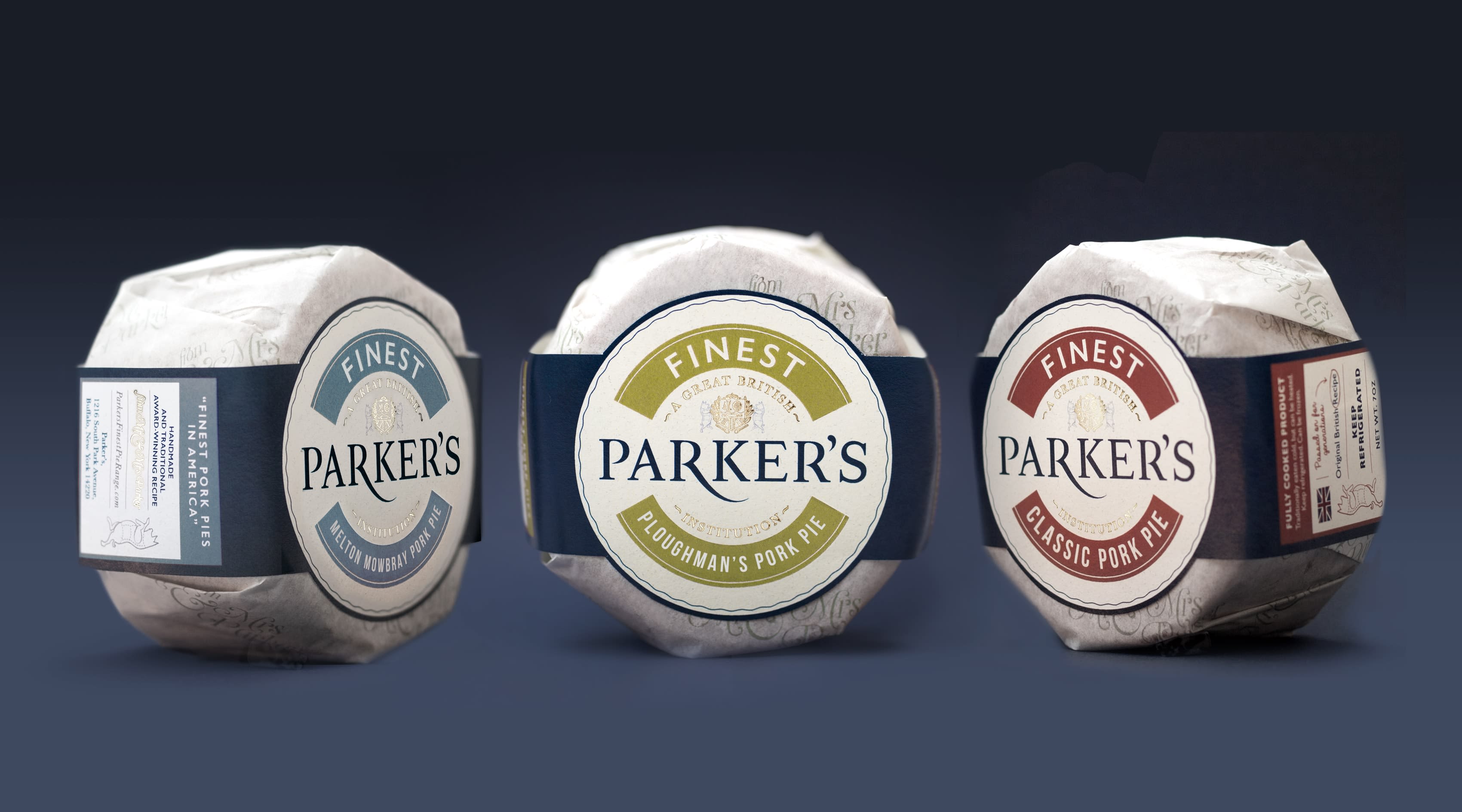 Packaging design for Parker's pork pies
