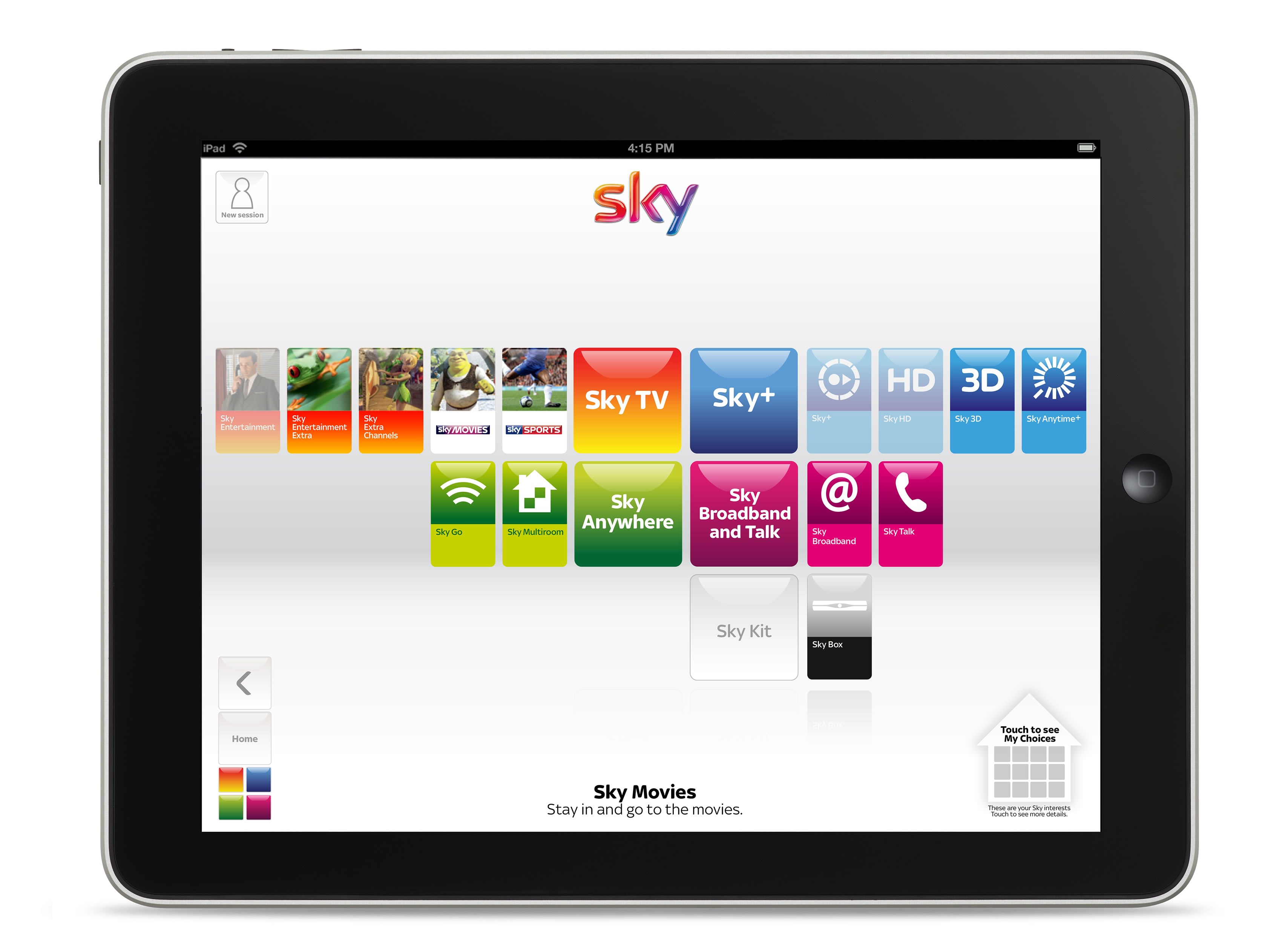 Sky iPad dashboard UI design