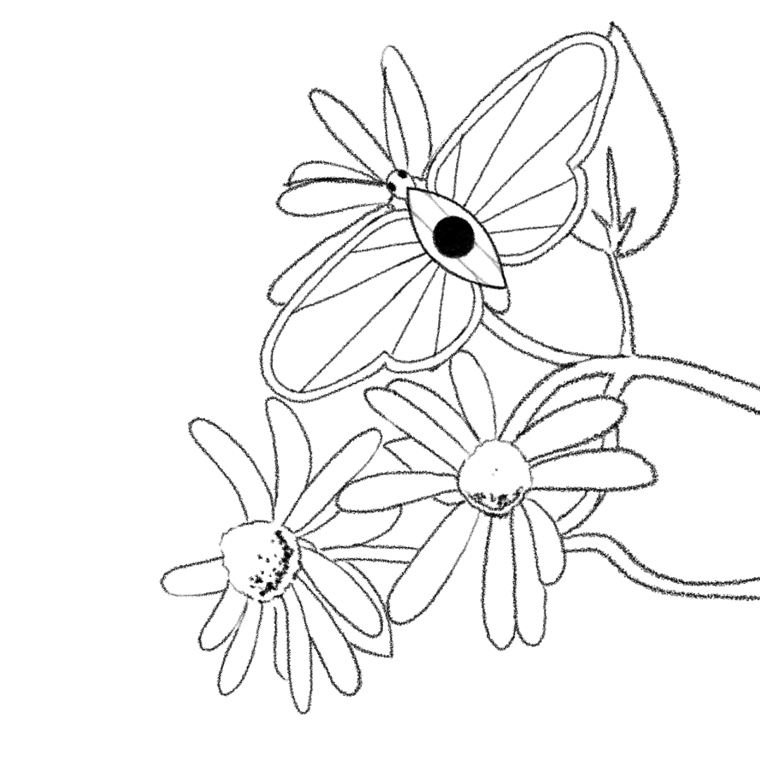 A looping animation of a butterfleye resting on a flower