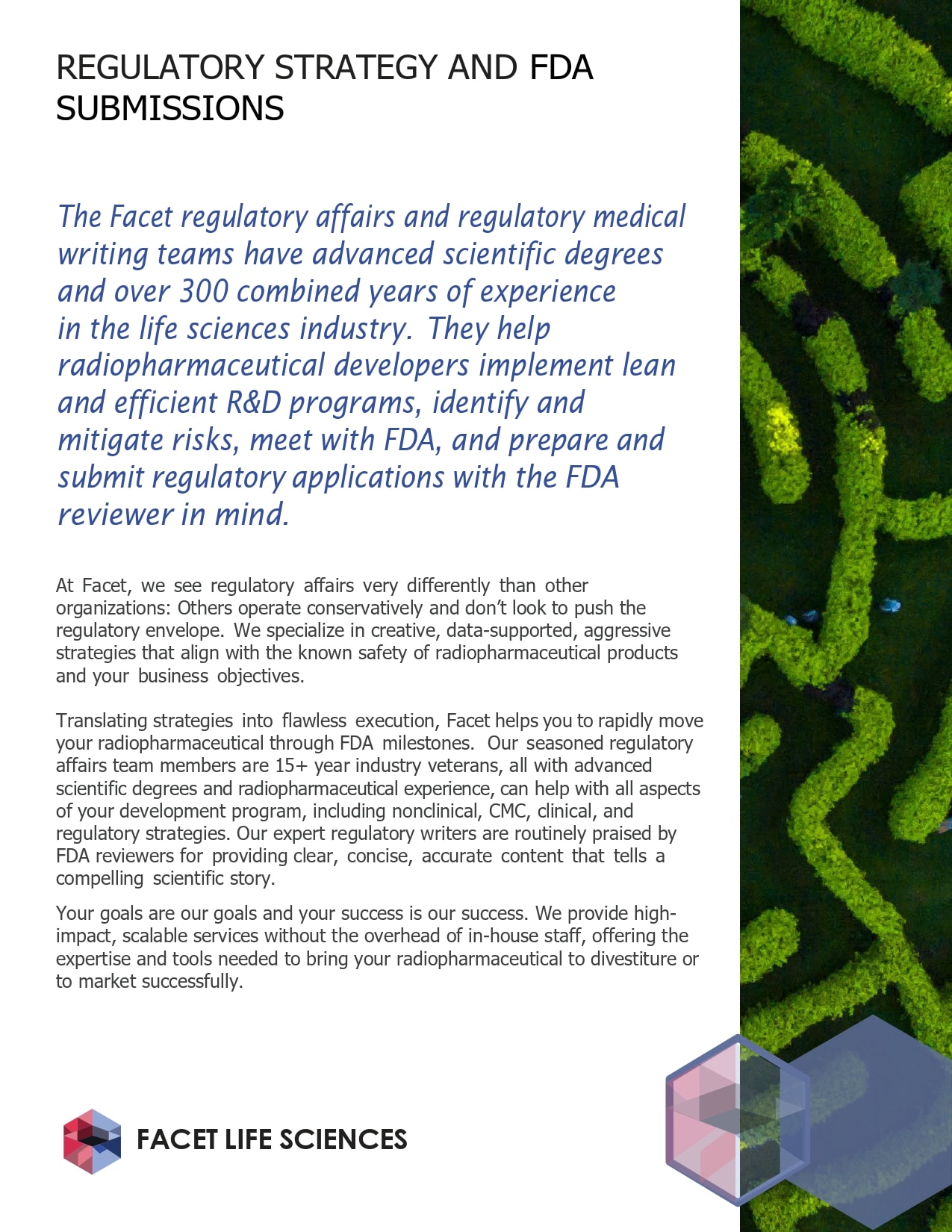 Page 3 of Facet Life Sciences brochure