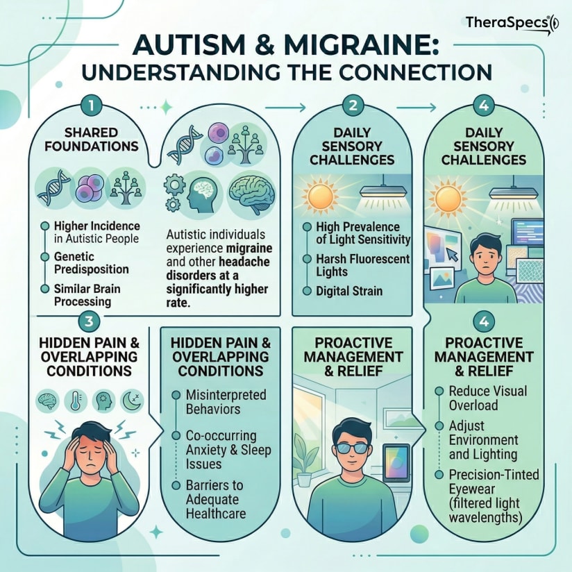 Infographic of Autism and Migraine Connection Key Facts