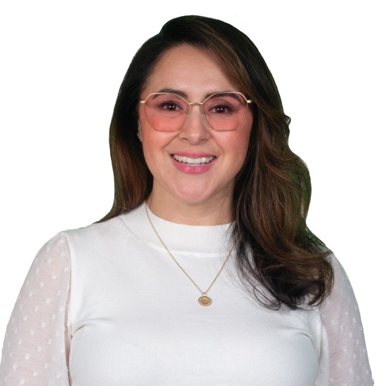 Woman wearing TheraSpecs FL-Pro in Ridley style