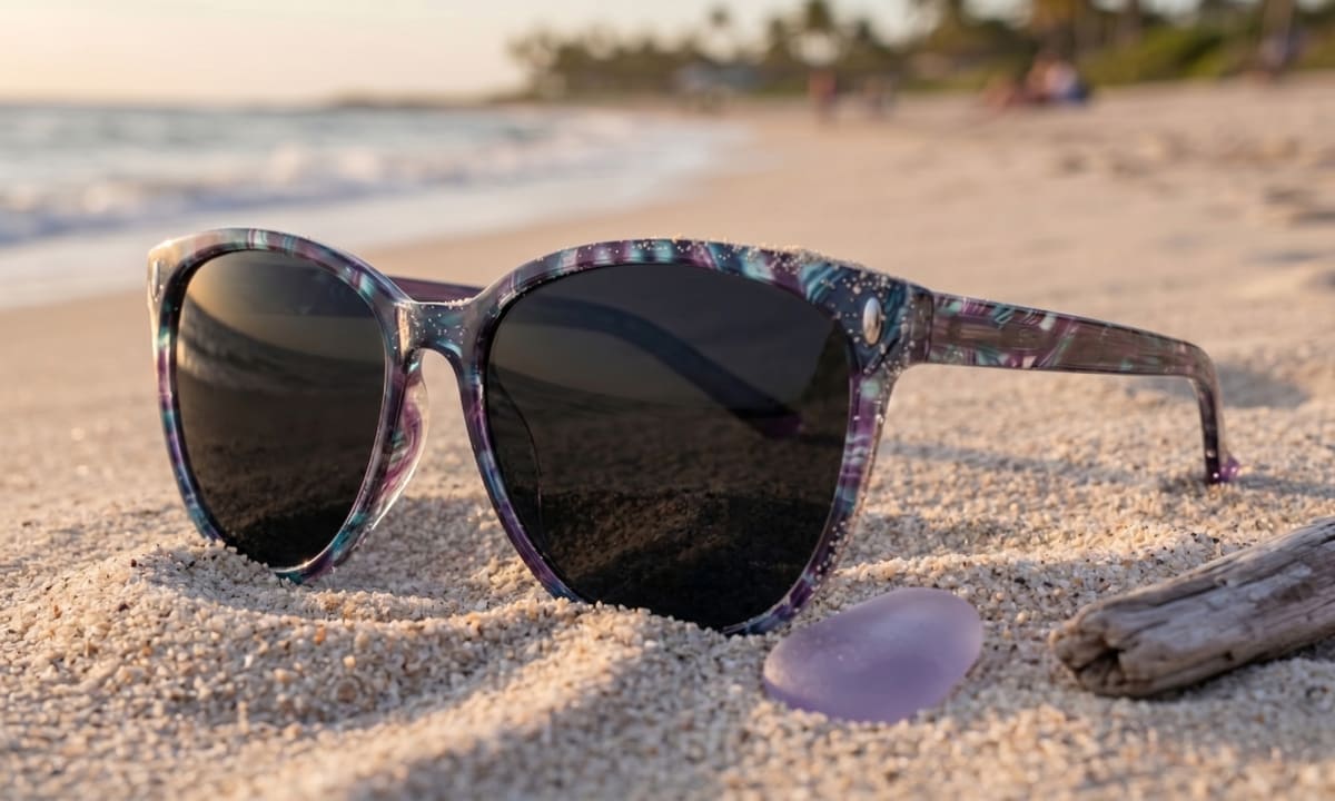 TheraSpecs Fern Style Sunglasses with FL-Sun Lenses on Beach