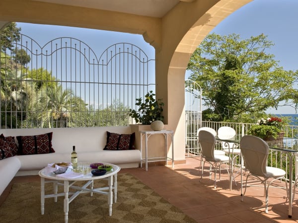 The comfortable seating area of the main terrace. 