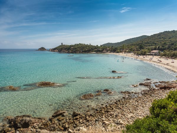 The shallow, transparent waters of Fautea beach, just down the coast from Solenzara.