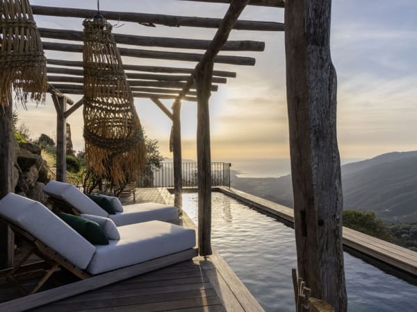 Relaxing by the pool.