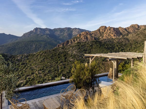 The views from Casalonga take in southern Corsica's rocky mountains and the shimmering Gulf of Valinco down below.