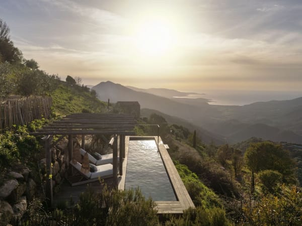 Casalonga's pool and the villa's extraordinary views.
