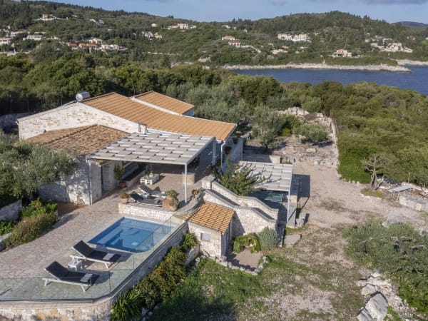 Alkioni's terraces and grounds seen from above.