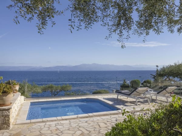 Alkioni's tempting plunge pool and its inspiring views across the Ionian Sea to the Greek mainland.