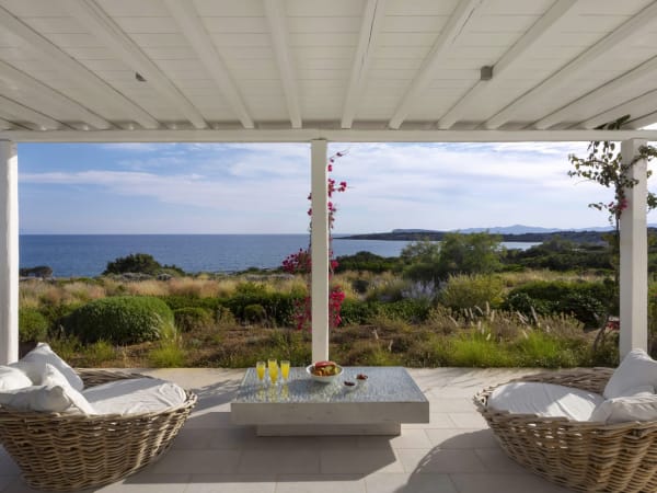 The panoramic sea-view terrace outside the living room.