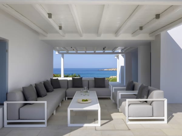 The cool, shady sitting area outside the living area.