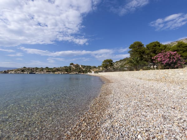 The transparent waters in front of the villa.