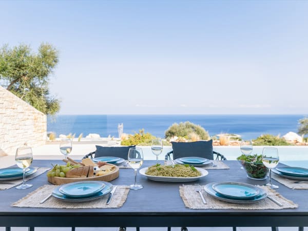 All set for a shady sea-view lunch.