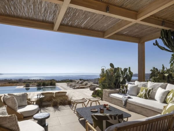 The al fresco living area outside the south wing.