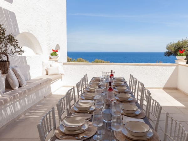 The main al fresco dining area with its super view out to sea.