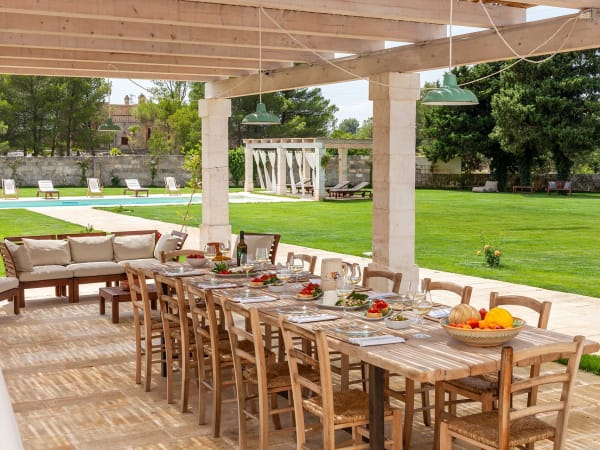 Al fresco dining in the gardens just outside the kitchen.