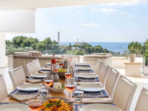 Lunch is served in the first floor indoor-outdoor dining area.