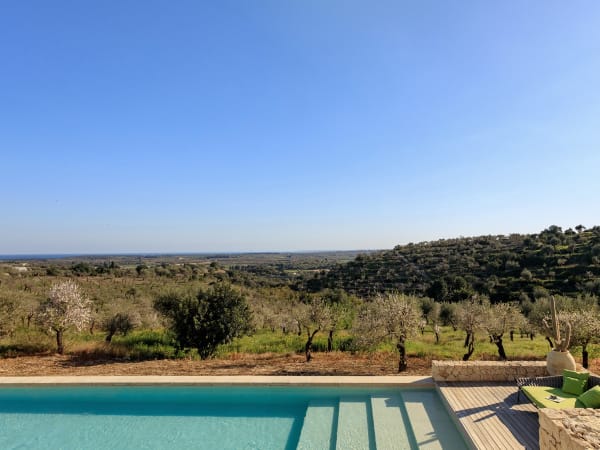 The beautiful pool and the views out to sea.