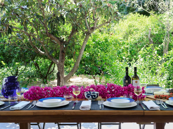 The shaded al fresco dining area.