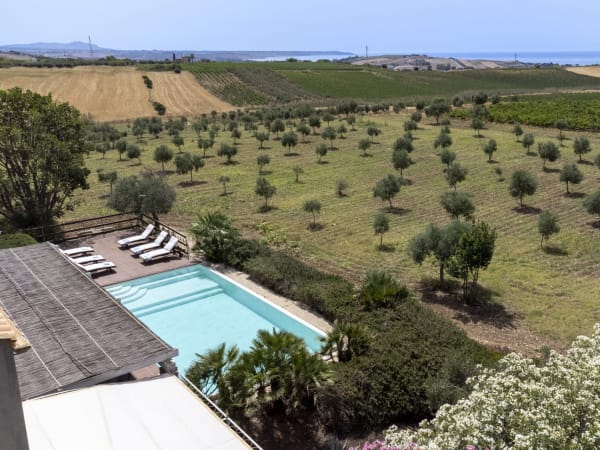 Views over the surrounding countryside and the sea from the first floor room.