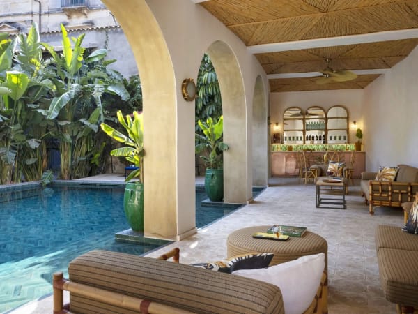 The sociable lounge area by the pool.