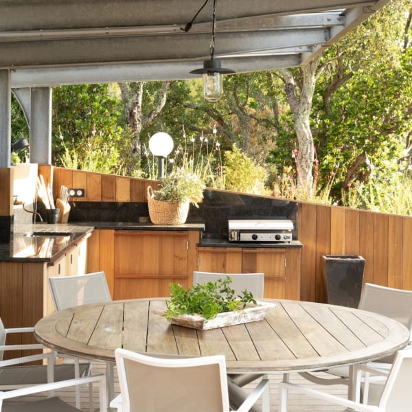 The outdoor kitchen area from another angle.