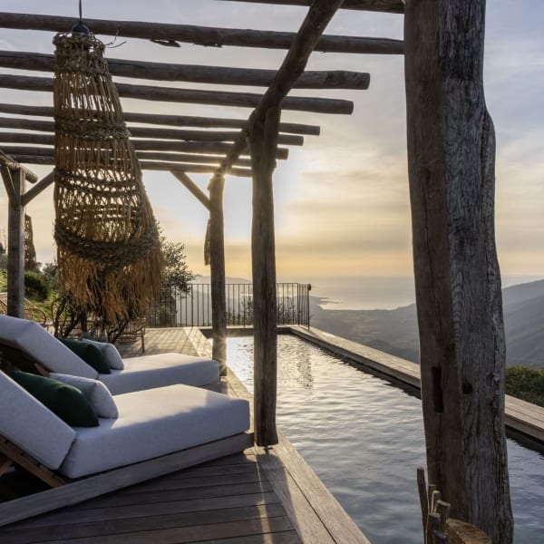 Relaxing by the pool.