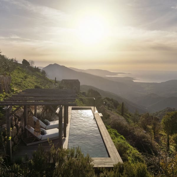 Casalonga's pool and the villa's extraordinary views.