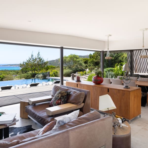 The beautifully designed and furnished open-plan living and dining area.