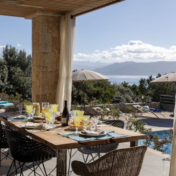 The al fresco dining area outside the lower floor accommodation.