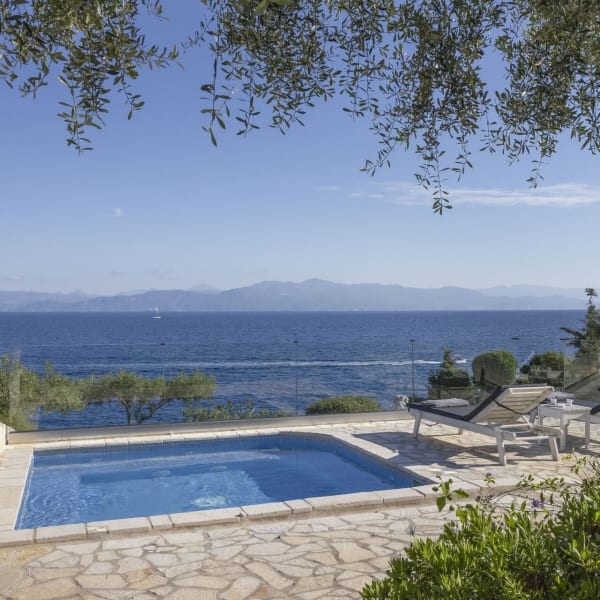 Alkioni's tempting plunge pool and its inspiring views across the Ionian Sea to the Greek mainland.