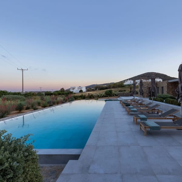 The fabulous pool is a joy to swim in.