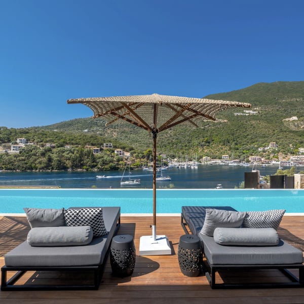 Relaxing by the beautiful infinity pool.