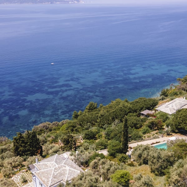 An aerial view of Blue House (on the left).