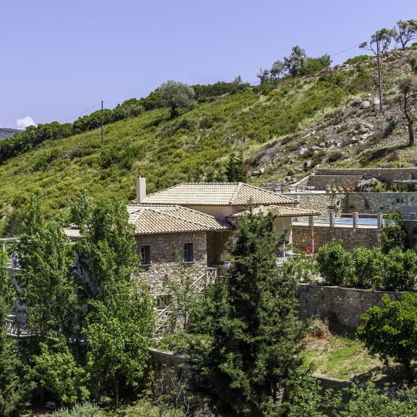 The property sits on a hill in the lovely countryside of Alonissos.