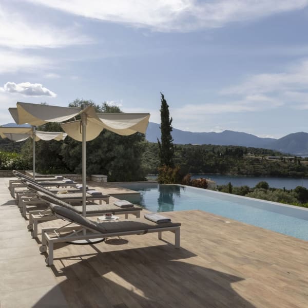 Hippokampoi's pool area and its timeless views out to sea.