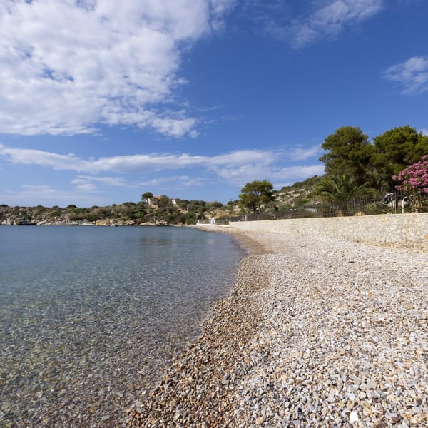 The transparent waters in front of the villa.