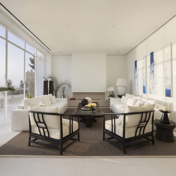 The beautifully furnished living area in the main house.