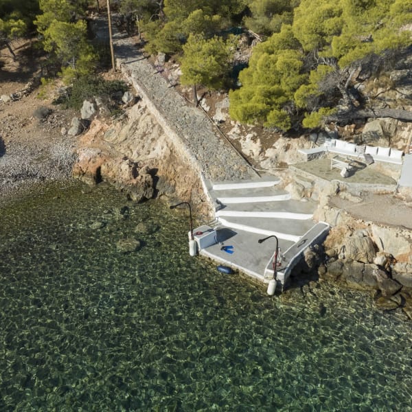 The private dock below the property.