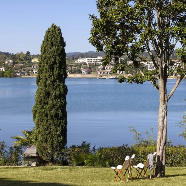 Ophira's mature, beautifully tended gardens seem to merge with the sea.