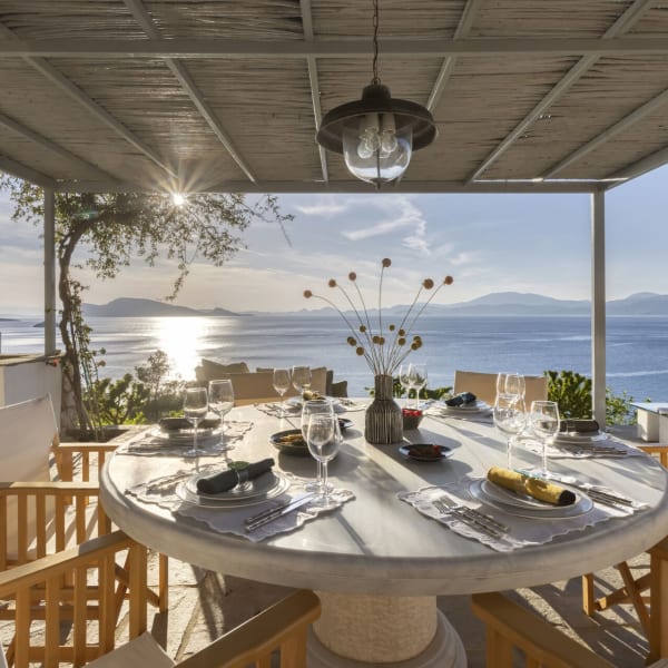 The shady al fresco dining area on the main terrace.