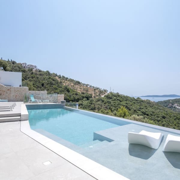 View from the shallow submerged platform in the pool.