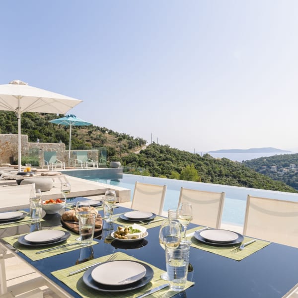 All set for a lunch with a view by the pool.